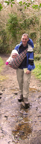 Me with 8 month old daughter near Manaton on Dartmoor, March 2008